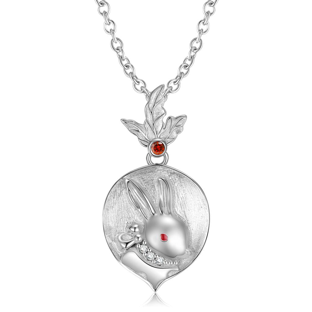 Cute Carrot Bunny Pendant Original 925 Sterling Silver Flower Skull Turtle Animal Heart Shape Pendant Necklaces Jewelry Making for Women Fashion