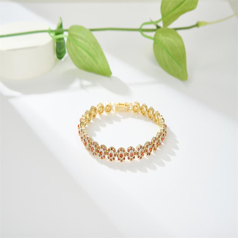 Роскошный цветочный браслет, позолоченные 18-каратного циркона, браслеты с цветочным дизайном для женщин