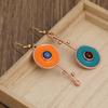 Бронзовые Металлические Серьги-Подвески с Росписью для Женщин Этнические Оранжевые Синие Камни Персонализированные Серьги Ювелирные Аксессуары