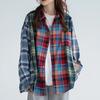 Свободные клетчатые рубашки, женский топ контрастного цвета, мешковатая рубашка в американском стиле ретро, ​​уличная одежда с длинными рукавами, универсальная женская одежда