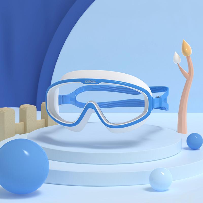 Детские очки для плавания, водонепроницаемые, регулируемые, силиконовые, детские очки для плавания, с защитой от запотевания и ультрафиолета, большая оправа с футляром
