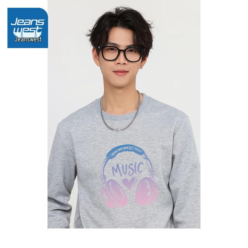 Jeanswest Men's 2025 Winter Loose Crew Neck Sweatshirt