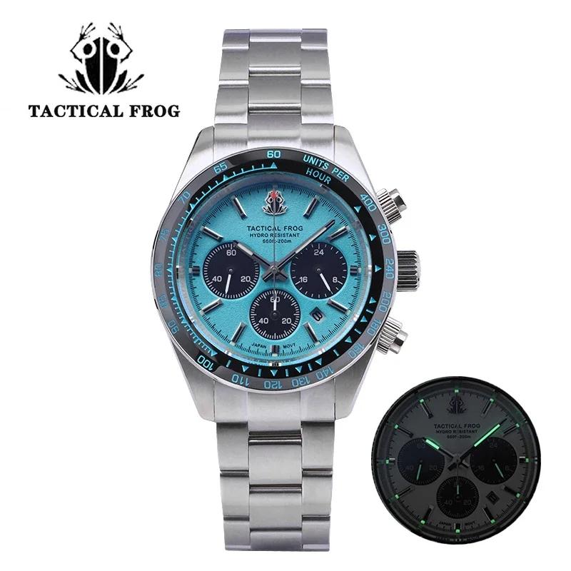 Tactical Frog Chronograph Watch Sapphire Crystal VS75 V2 SOLAR Movement BGW-9 Luminous 200m Waterproof Quartz Wristwatches