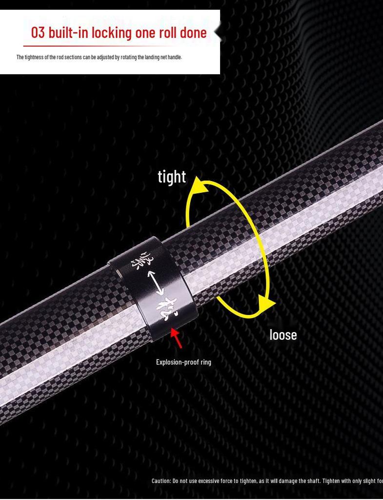Ультралегкий карбоновый подсачек для нахлыстовой рыбалки - Телескопический, Изолированный, Короткое колено, Сверхжесткий для карася