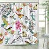 Butterfly Floral Shower Curtains Dandelion Watercolour Plant Flower Bird Rustic Spring Scenery Cloth Bath Curtain Bathroom Dec