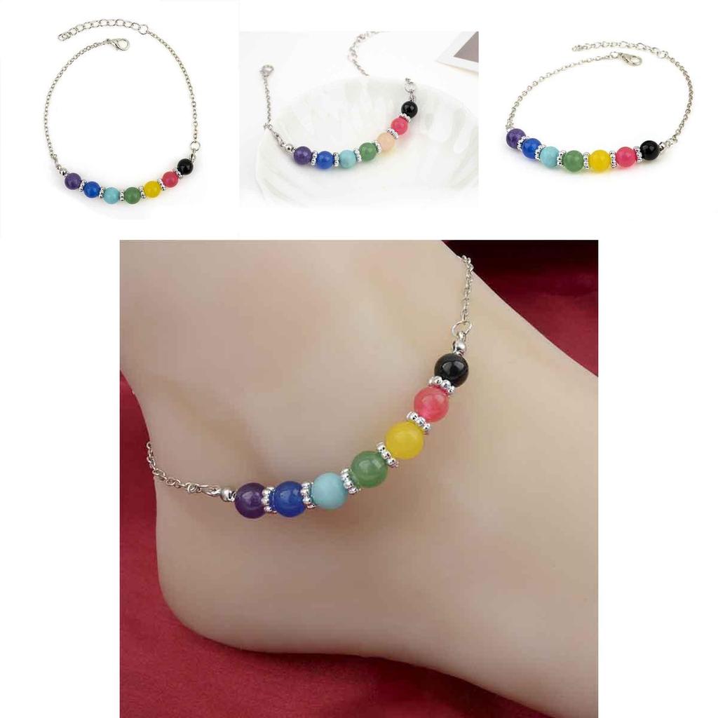 Timeless Design Fashion Stone Beach Boho Ankle Barefoots Bead Foot Bracelet Amethyst Chain