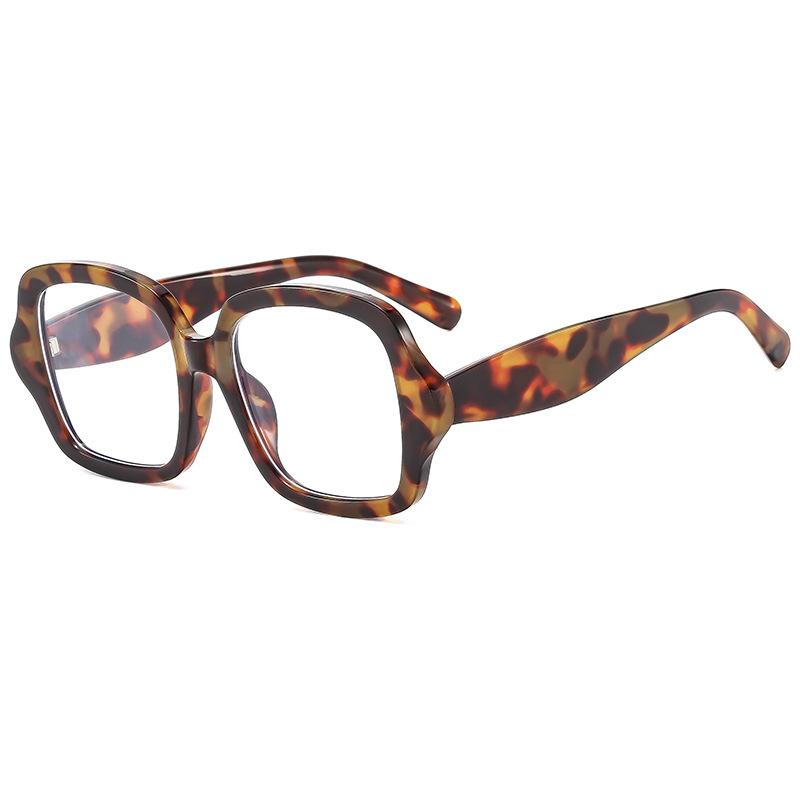 Солнцезащитные очки Vintage Geometric Large Frame Leopard Print Sunglasses Women's Advanced Sense Big Face Thin Glasses Sunglasses