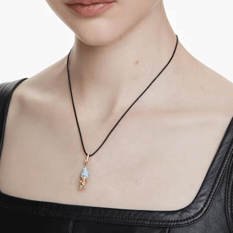 Swarovski Good Luck Trolls Hair Fairy Pattern Pendant Necklace Women necklace Blue 5691942