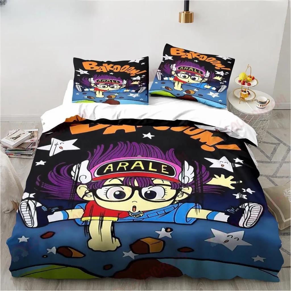Новый милый мультяшный аниме комплект постельного белья DR Slump Arale King Twin Double Микрофибра Полиэстер Пододеяльник