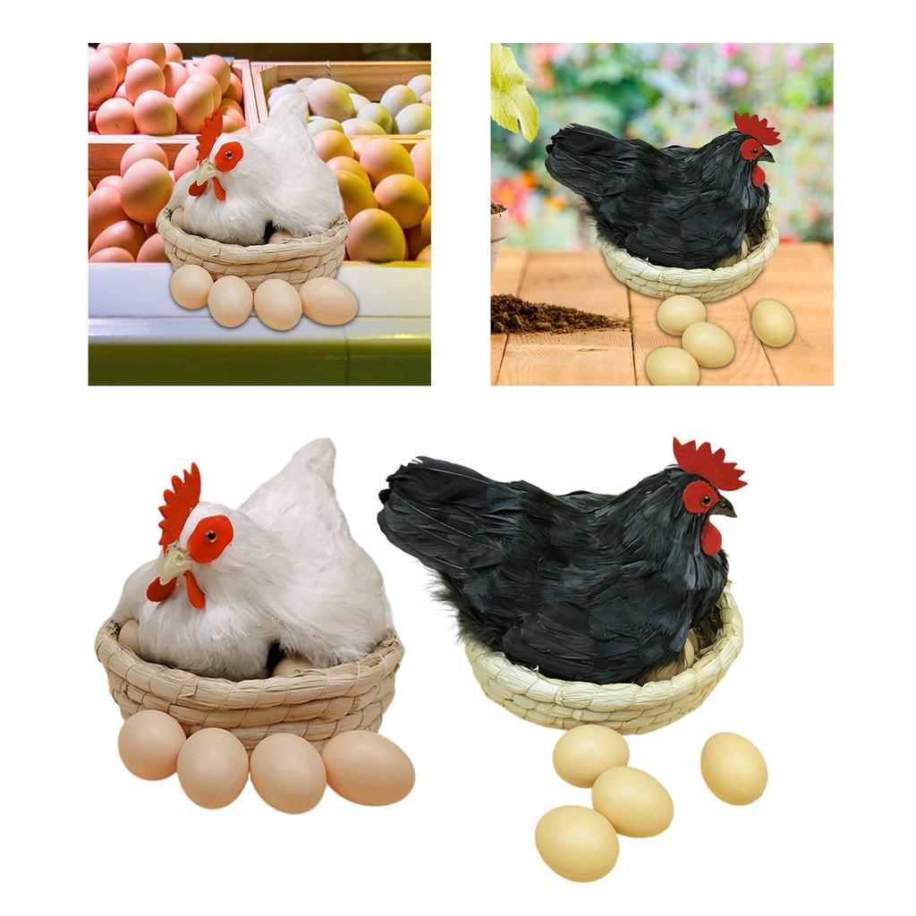 Lifelike Hen Statue Chicken Simulation Model Farm Animal Figurine for Garden Easter Decoration