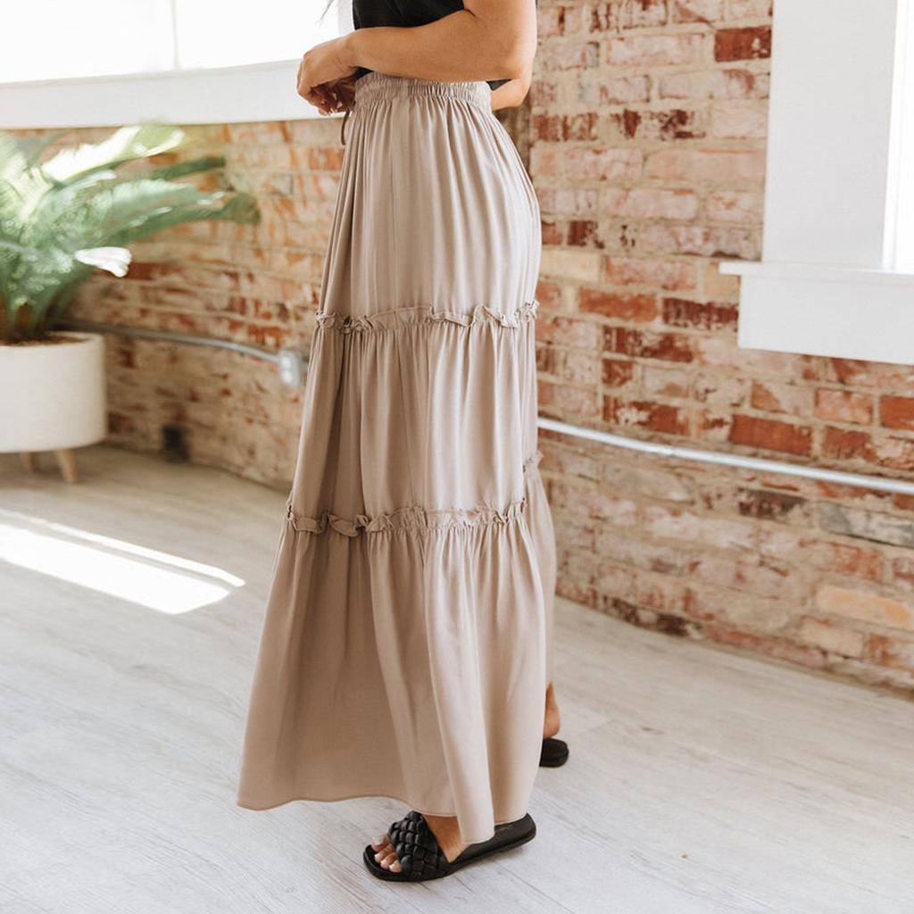 Женская модная однотонная эластичная повседневная юбка в стиле пэчворк с высокой талией