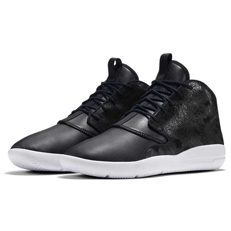 Jordan Eclipse Chukka Синтетическая кожа Амортизирующие Нескользящие Износостойкие Полувысокие Баскетбольные кроссовки Детские Баскетбольные кроссовки Черные Белые 881460-001