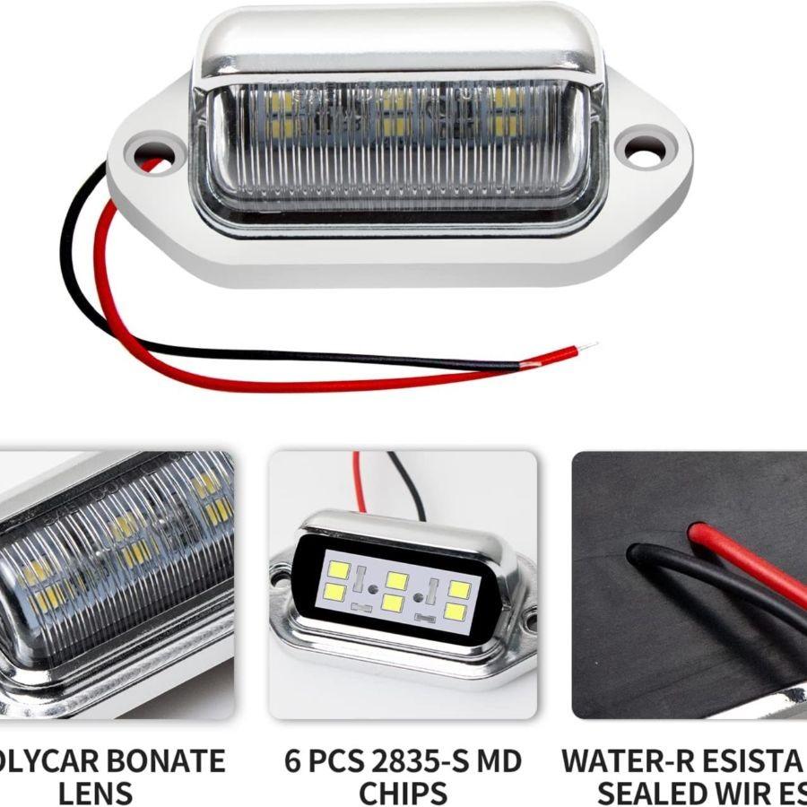 4 Pack LED License Plate Lights - 12V-24V Waterproof, For Truck SUV Trailer RV B