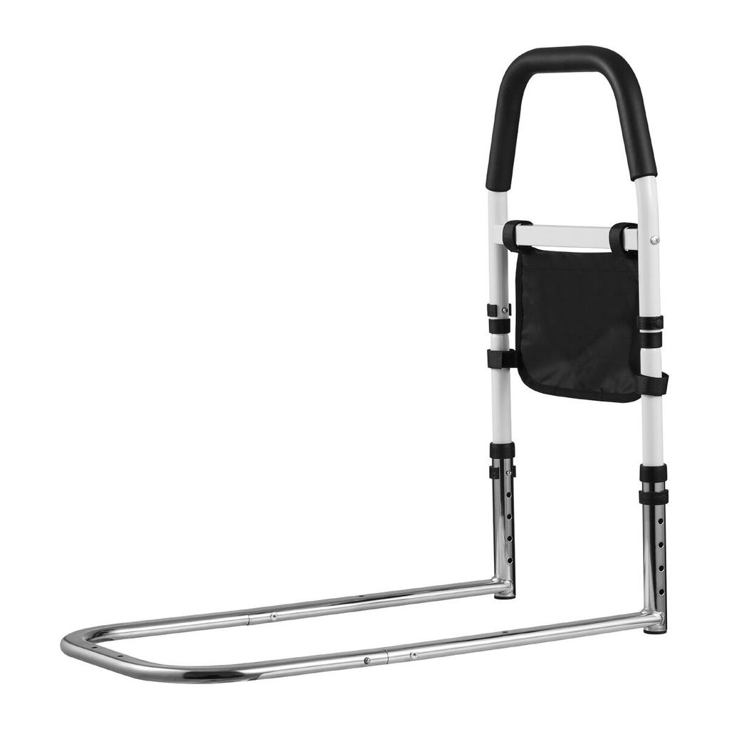 Bed Rail for Elderly, Bedside Assist Rails with PU Handrail, Adjustable Height Pipe Bedside Cane, High-Strength Carbon Steel Bed Bars for Seniors &