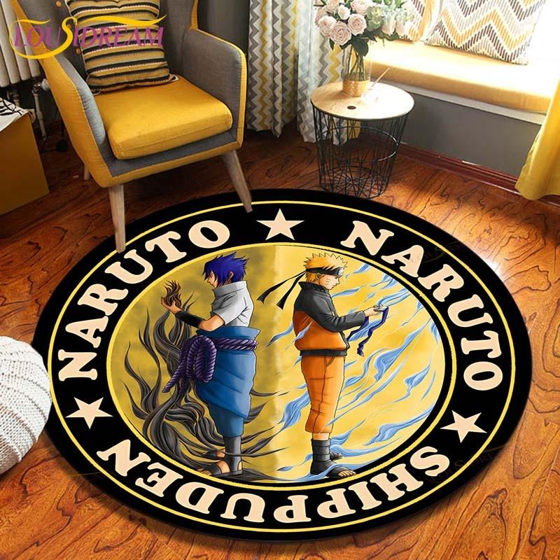 Круглый ковер в стиле аниме «Наруто», напольный коврик для спальни, фланелевый ковер с животными, противоскользящий детский игровой коврик, декоративные коврики для детской комнаты