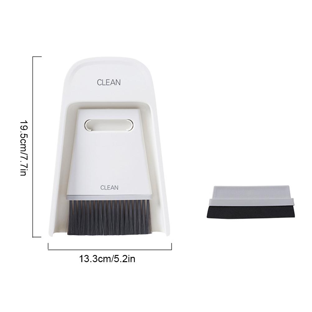 Portable Mini Broom Dustpan Set Household Desktop Cleaning Brush Wiping Cleaning Tool KitGray White