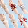 Korean Style Bridesmaid Wrist Corsage & Boutonniere – Simple Hand Flower Ring for Wedding Celebration