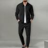 2024 Men's Autumn Slim Waffle Jacket with Zipper Pocket & Lapel