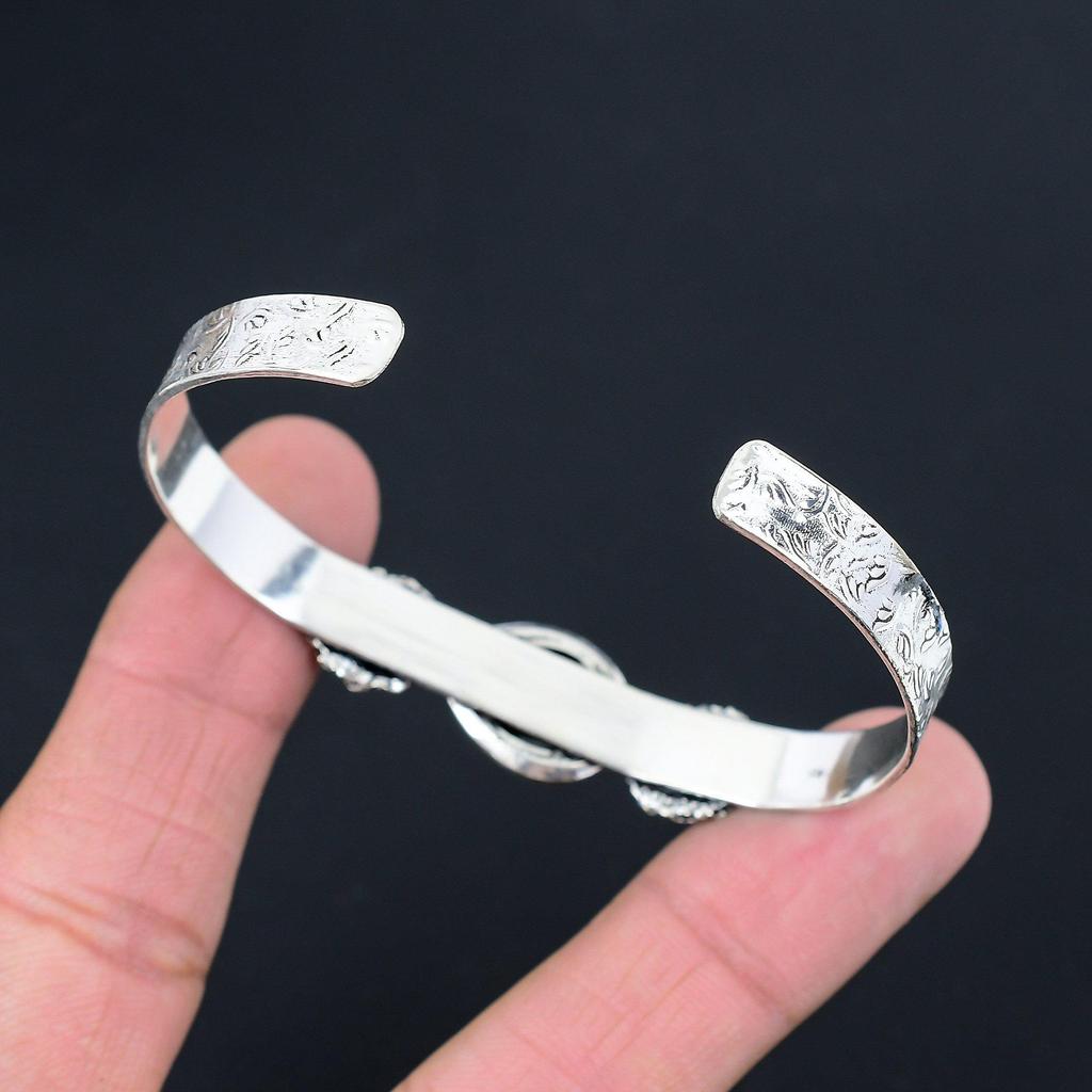 Natural Atlantisite Gemstone Bangle Adjustable 925 Sterling Silver Jewelry