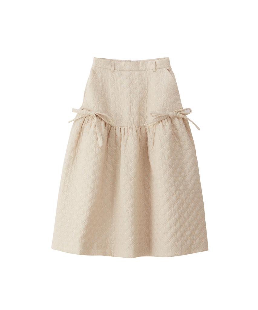Salon De Yon Ribbon Quilting Skirt_ Ivory