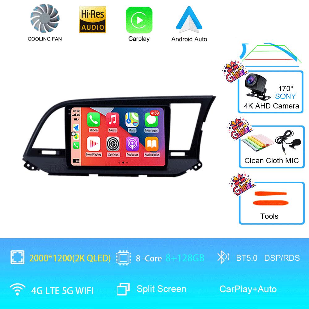 Автомобильное радио Android 14 для Hyundai Elantra 6 2015 2016 2017 2018 Мультимедийный видеоплеер GPS-навигация Разделенный экран DPS 360 камера