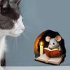 3D-наклейка на стену «Мышь, читающая книгу» — съемная наклейка из ПВХ для декора спальни и офиса, искусство самоклеящейся наклейки (2 стиля)