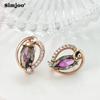 SIMJOO Super Flash Hollow Out Zircon Earrings with Stylish Rose Gold Color Earrings