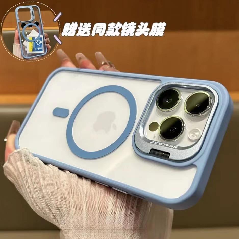 Применимый чехол для мобильного телефона iPhone16ProMax из сплава, невидимая подставка, Apple 13/14/15 с той же пленкой для объектива