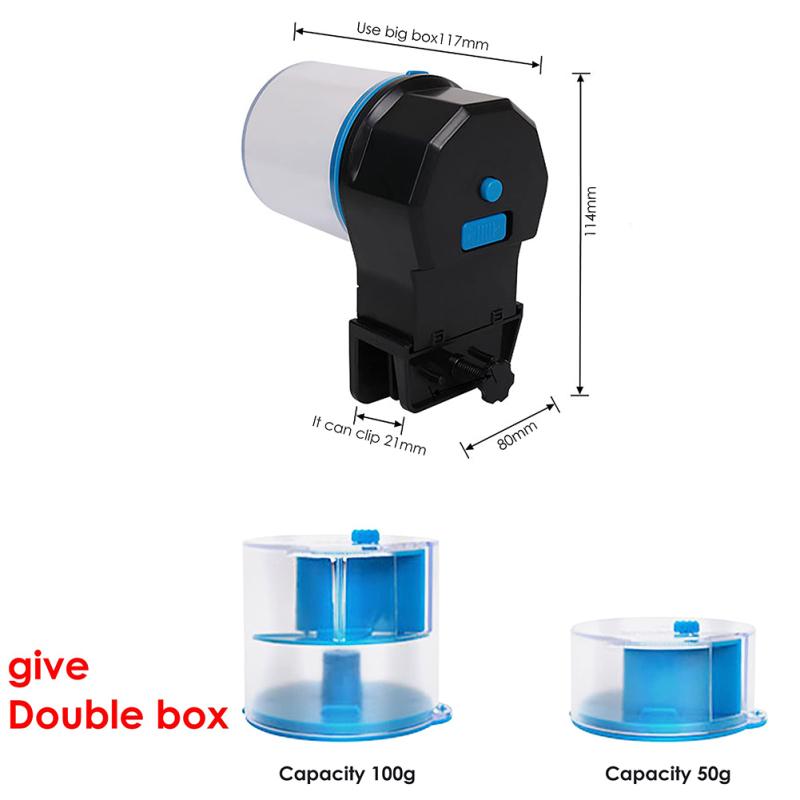 Автоматическая кормушка для рыбы с 2 коробками для еды, регулируемое количество кормления, ручной автоматический режим для аквариума