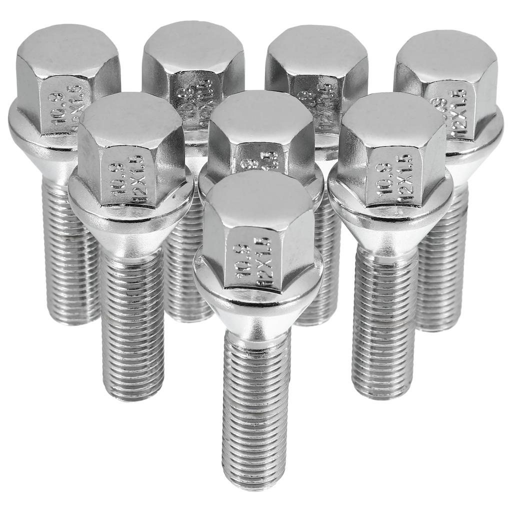 uxcell Wheel Bolts Taper Wheel Bolts Lag Nuts Chrome Wheel Stud Set M12 X 1.5 8pcs