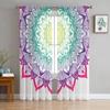 Mandala Bohemian Sheer Curtains for Bedroom Living Room Decoration Window Curtain for Kitchen Tulle Voile Organza Drapes