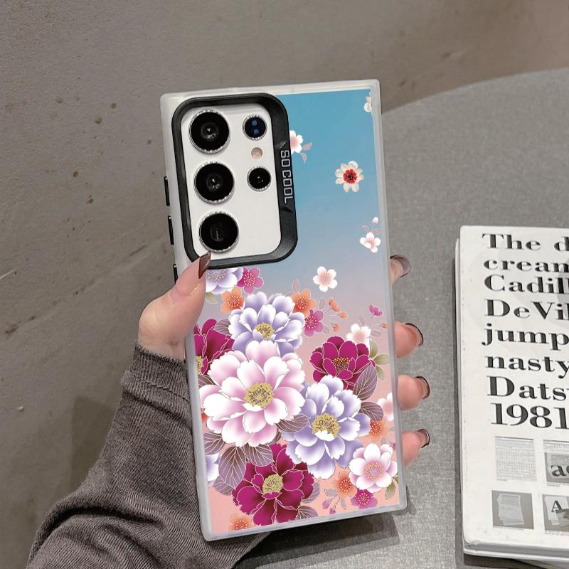 Чехол для телефона с защитой от падений и цветочным узором для Samsung S24 S23 A55 A35 Xiaomi Redmi 13C Poco C65 iPhone 15 Huawei Honor, противоударный защитный бампер
