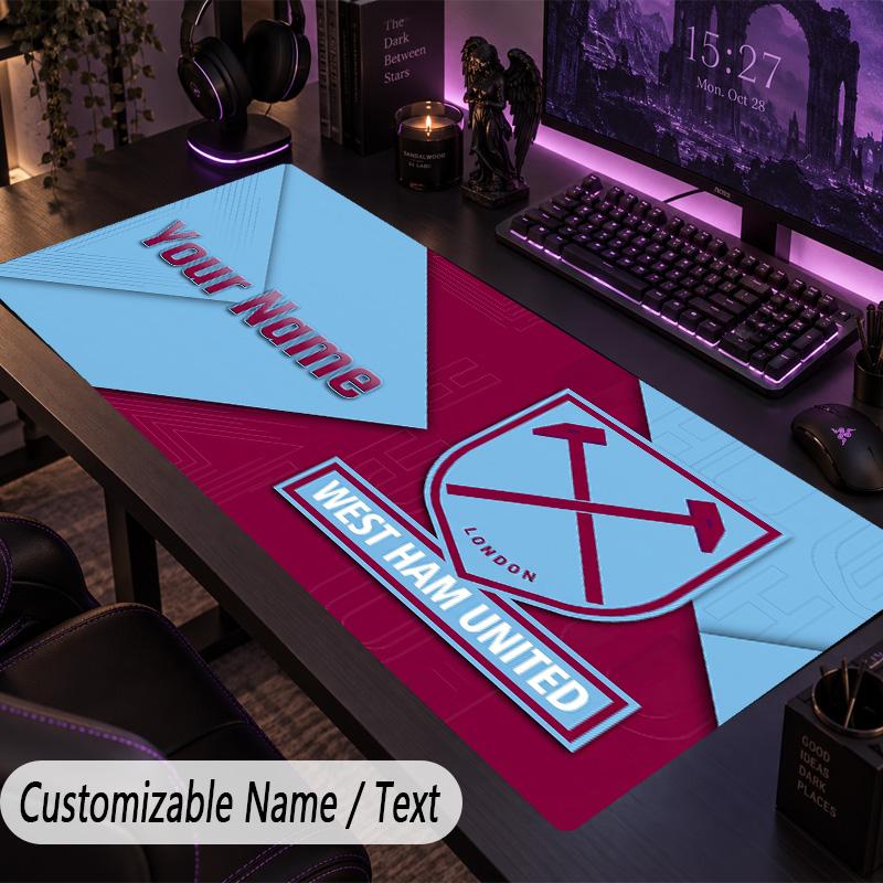 Large Mouse PadWest Ham United football Custom Name Text Personalized Desk Mat Non Slip Gaming Pad