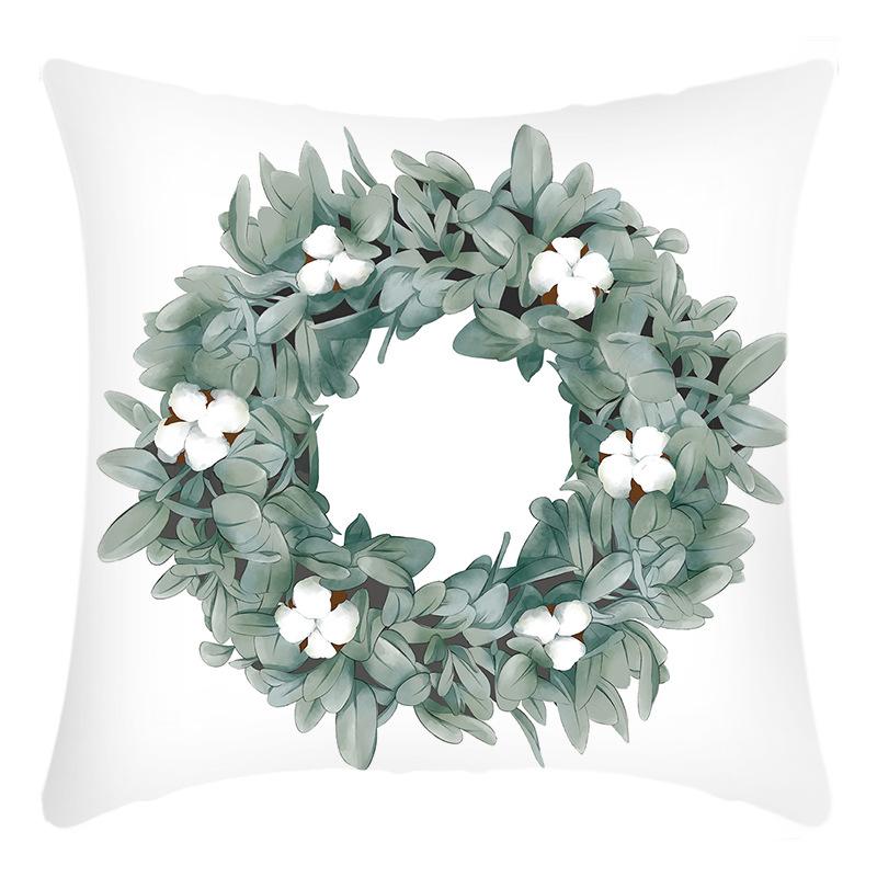 New Pillowcase Green Plant Wreath Letter Printing Print Pillow Home Sofa Cushion Cover