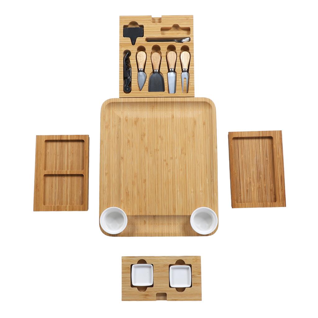 Набор досок для подачи колбасных изделий Bambusoideae, сервировочное блюдо, поднос для сыра с 4 ящиками для дня рождения, свадьбы