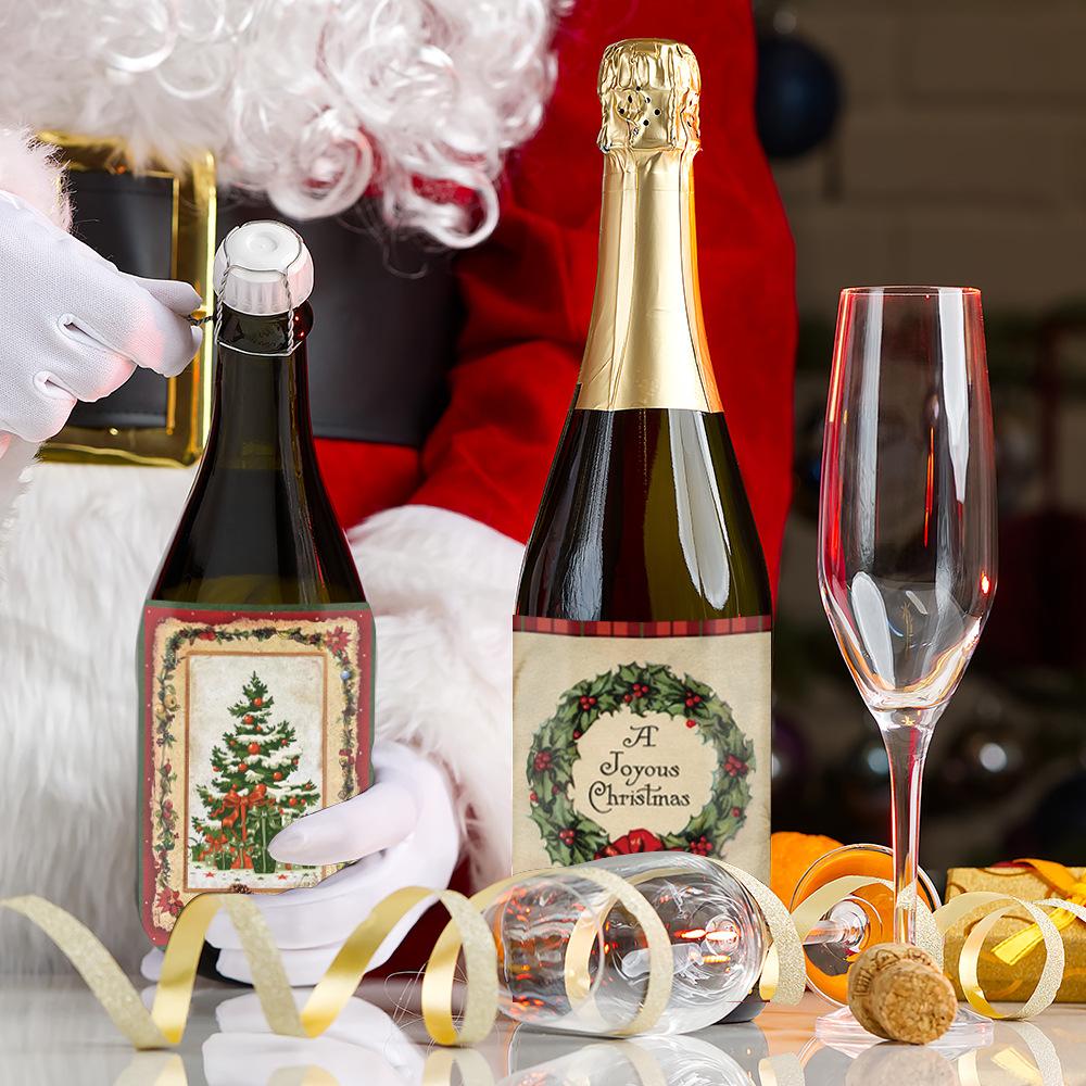 New Style, Christmas Theme, Copperplate Paper, Adhesive Bottle Stickers, Party Decorations, Red Wine Bottle Decoration Stickers, Holiday Supplies