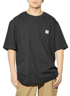 Большая короткая грудь XL [Carhartt] мужская футболка, размер, рукав, карман, K87, черный, [Товар]