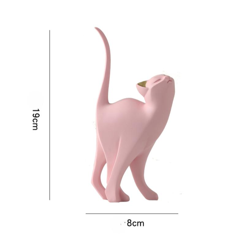 2 шт. Статуэтка розового кота, геометрическая скульптура кота, художественная статуэтка животного, современные украшения для дома, статуэтка животного, скульптура из смолы для домашнего офиса, подарок