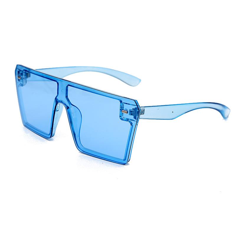 New Style Big Frame Sunglasses Retro Square Personality Conjoined Glasses Blue Bulk Luxury Men and Women Sunglasses