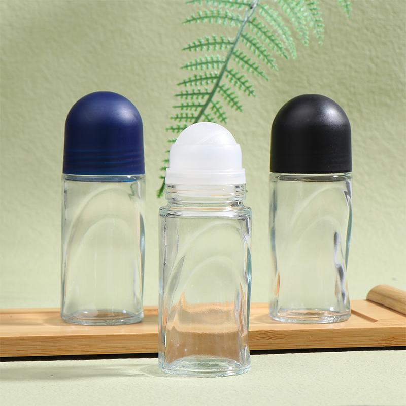 Прозрачные стеклянные флаконы-роллеры 50 мл Очень большой флакон с роликом для парфюмерного масла, образец для теста геля от пота для подмышек, эфирное масло