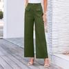Женские летние однотонные свободные прямые брюки с внешним карманом и высокой талией
