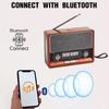 Портативное ретро-радио FM/AM/SW1-6 Радиоприемник Bluetooth-динамик Солнечный MP3-плеер со светодиодной подсветкой Поддержка USB/TF-карты/AUX
