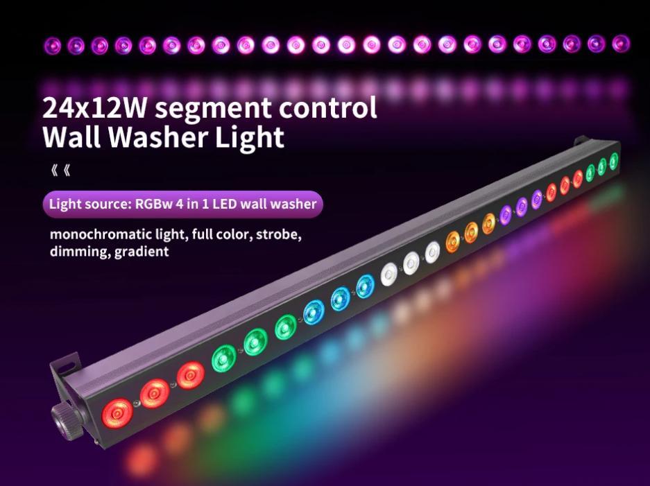 24x12w RGBW 4in1 LED bar Wall Washer Indoor Color Strip Light DMX512 Control Professional DJ Disco Wall Light Stage Party Lighting