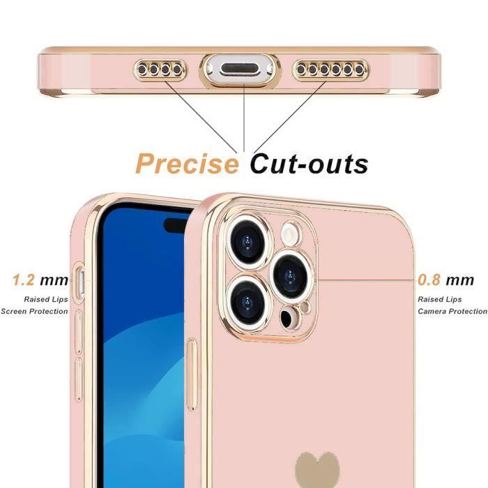 Coque - EF CONNECTION - pour iPhone 15 Pro Max - Motif Cœur - Souple - TPU Léger Rose