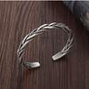 Geometric Vintage Woven Silver Color Men Simple Bangles Opening Bracelets Fashion Jewelry Twisted