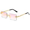 Popular Vintage Rimless Snake Square Sunglasses Men Women Luxury Brand Designer Travel Driving Metal Cutting Sun Glasses UV400