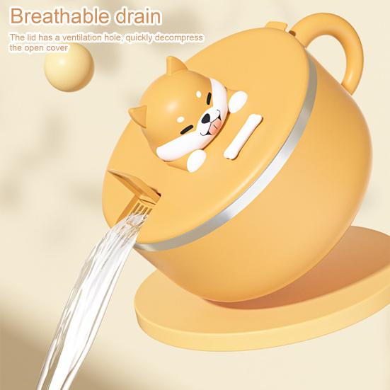 Миска для лапши с крышкой Чаша для рамэна из нержавеющей стали Салатница для общежития Держатель для офисного телефона Термостойкие ручки Двухслойные нержавеющие