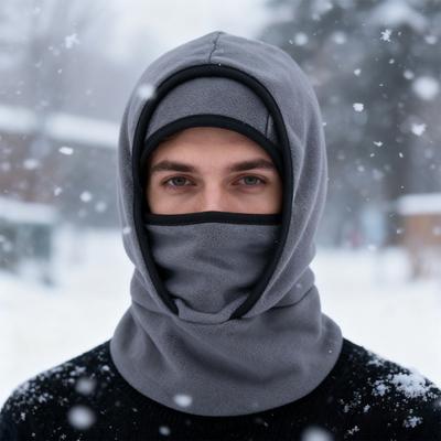 Лыжный головной убор Уличная зимняя теплая шапка 3-в-1 Интегрированный термокапюшон шарф защита лица спортивная шапка для бега