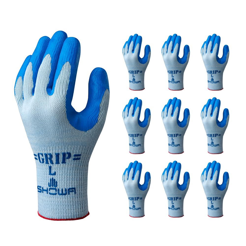 Рабочие перчатки Showa Strong Grip, синие, размер LL, 10 пар, простая упаковка
