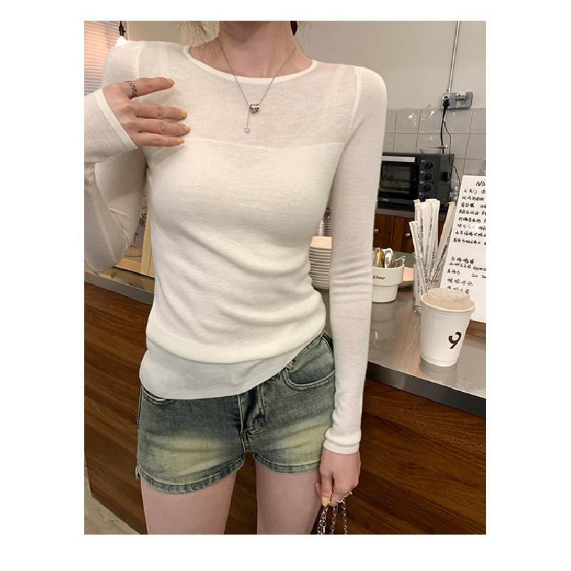 Women's Round Neck Knit Sweater, Spring and Autumn 2026 New Style, Regular Shoulder Pullover with Long Sleeve T-Shirt